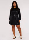 Curve Chevron Mini Dress, Black, large