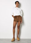 Suede Lined Micro Shorts, Brown, large