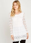 Cream Lace Trim Tunic Top, Cream, large