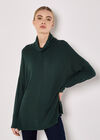 Roll Neck Soft Touch Oversized Top, Green, large