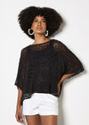 Mesh Popcorn Knit Kaftan Top, Dark Grey - Charcoal, large