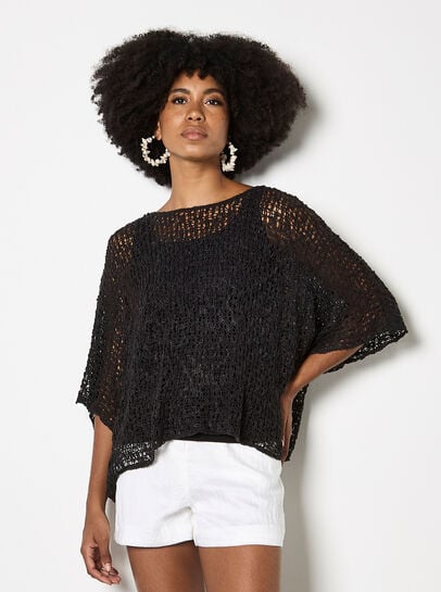 Mesh Popcorn Knit Kaftan Top