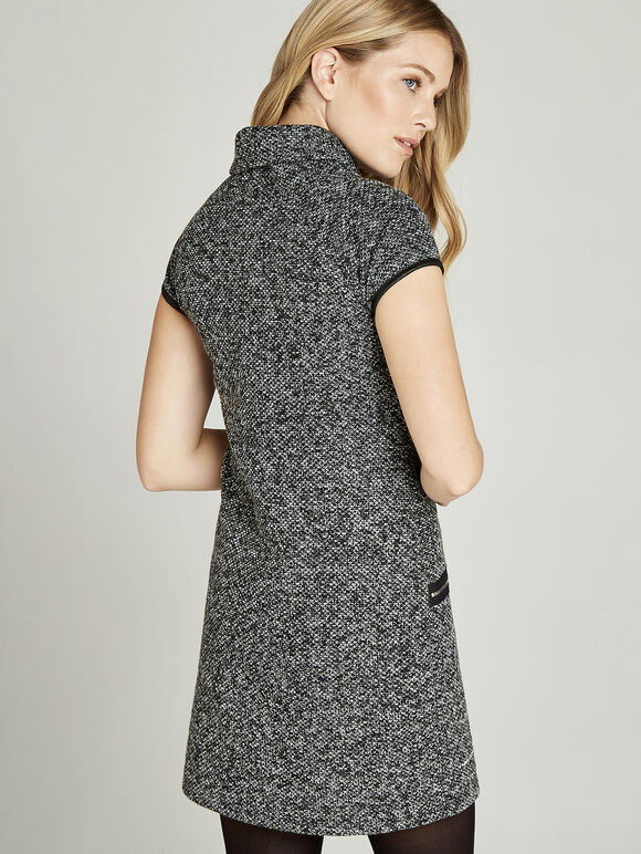 Grey Roll Neck Shift Dress, Grey, large
