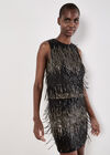 Sequin Fringe Bodycon Mini Skirt, Black, large