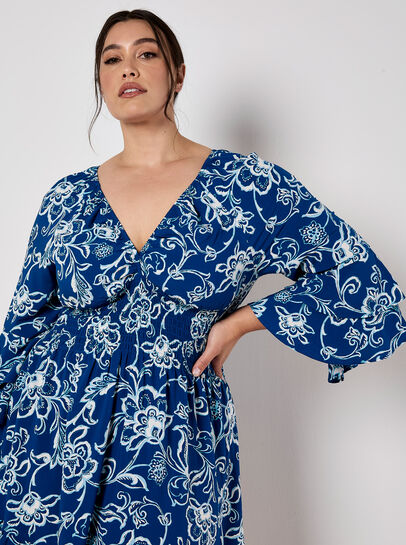 Sarasa Floral Smocked Ruffle Mini Dress