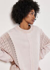 Lace Insert Cotton Jumper, Stone, large