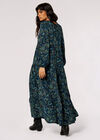 Boho Floral Print Maxi Dress, Navy, large