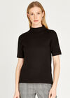 Soft Touch Half Sleeve Jumper, Black, large