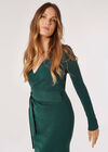 Knitted Wrap Midi Dress, Green, large