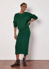 Fine Knit Cable Midi Skirt, Green, large