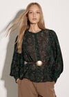 Snakeskin Chiffon Blouse, Green, large