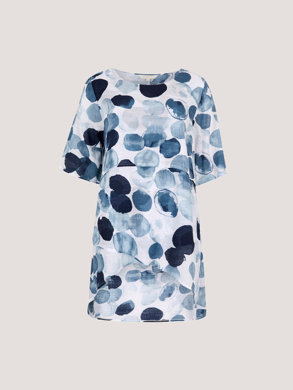 Paint Circles Oversized Tunic Top, Navy, large