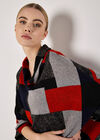 Oversized Colour Block Knit Top, Navy, large