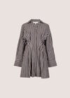 Stripe Shirt Cotton Mini Dress, Brown, large