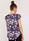 Tulip Print Top, Navy, large