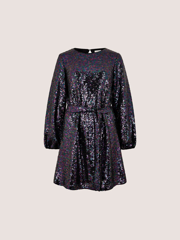 Sequin Embellished Mini Dress, Assorted, large