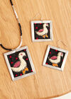 Silver Tone Embroidered Bird Beaded Necklace, Assorted, large
