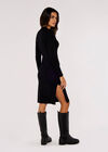 Knitted Split Mini Dress, Black, large