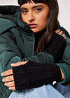 Cable Knit Hand Warmers, Black, large