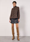 Geo Diamond Chiffon Blouse, Brown, large