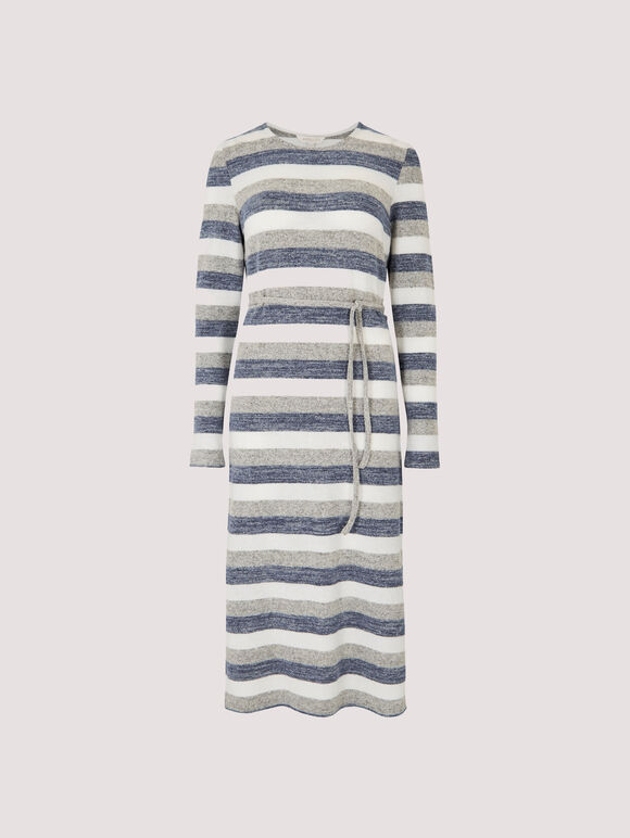 Soft Touch Stripe Midi Dress, Navy, large