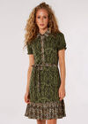 Ikat Tile Shirt Mini Dress, Khaki, large