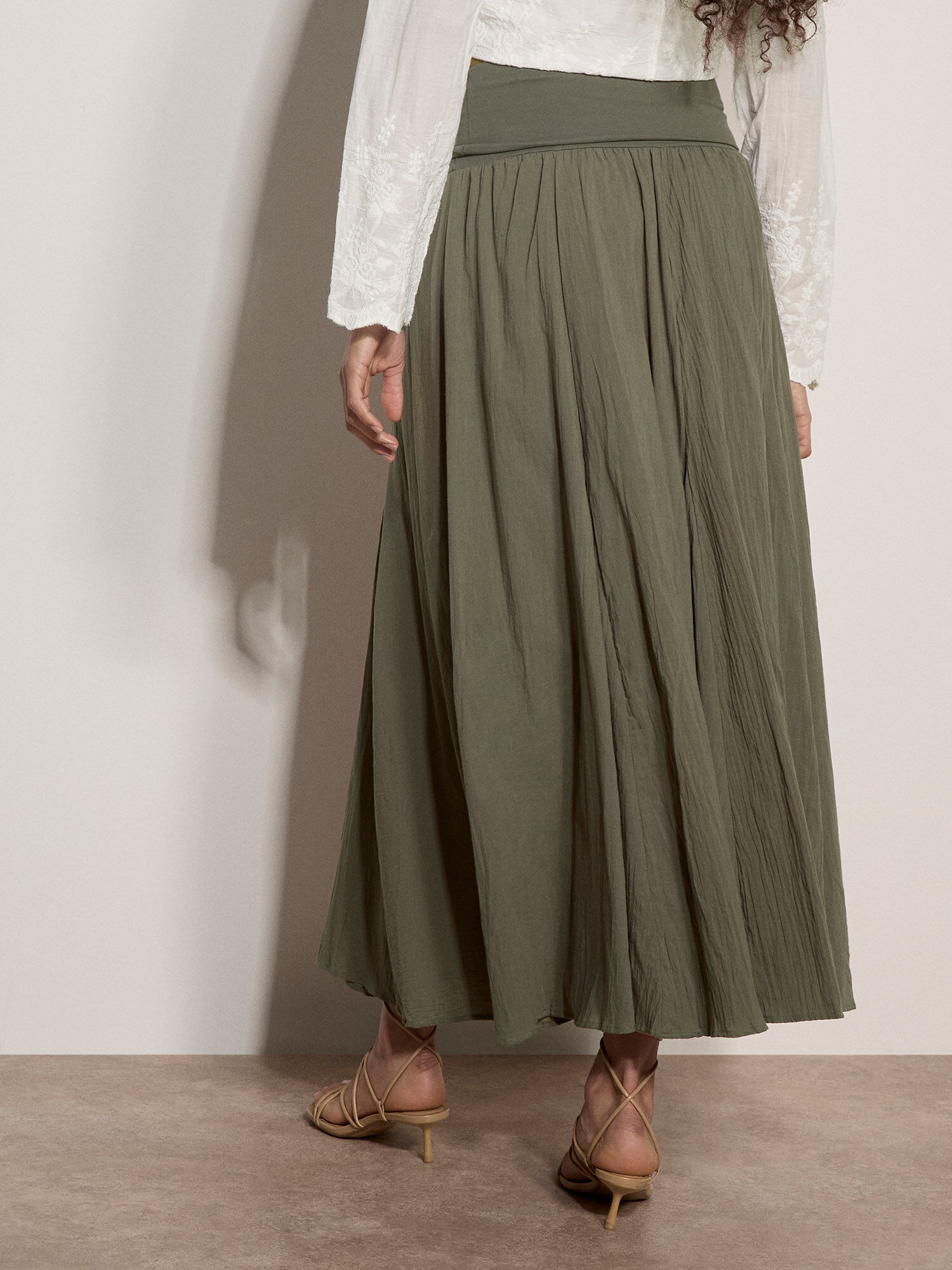 Jersey Waistband Cotton Midaxi Skirt | Apricot Clothing