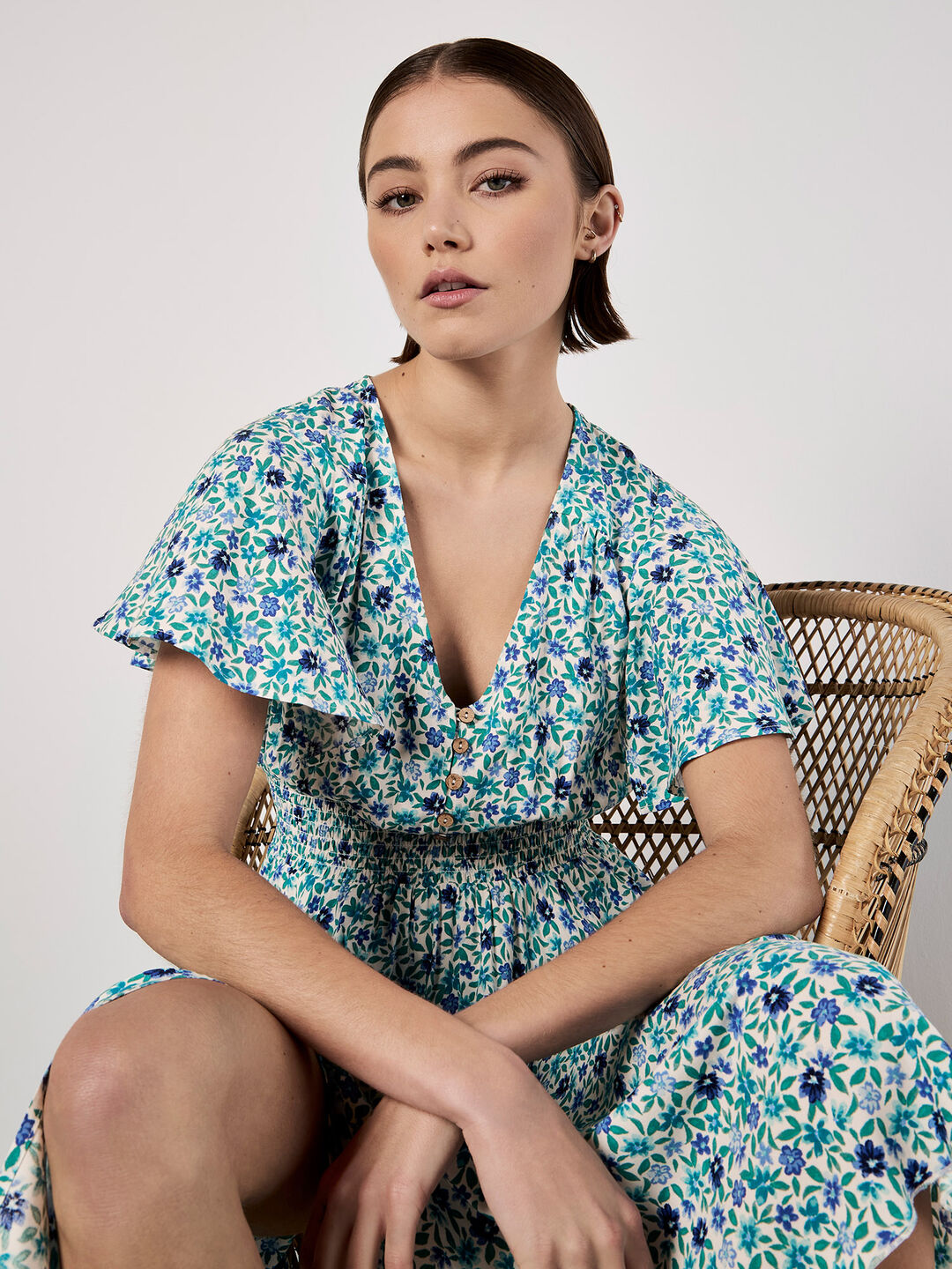 Image of Watercolour Floral Midi Dress