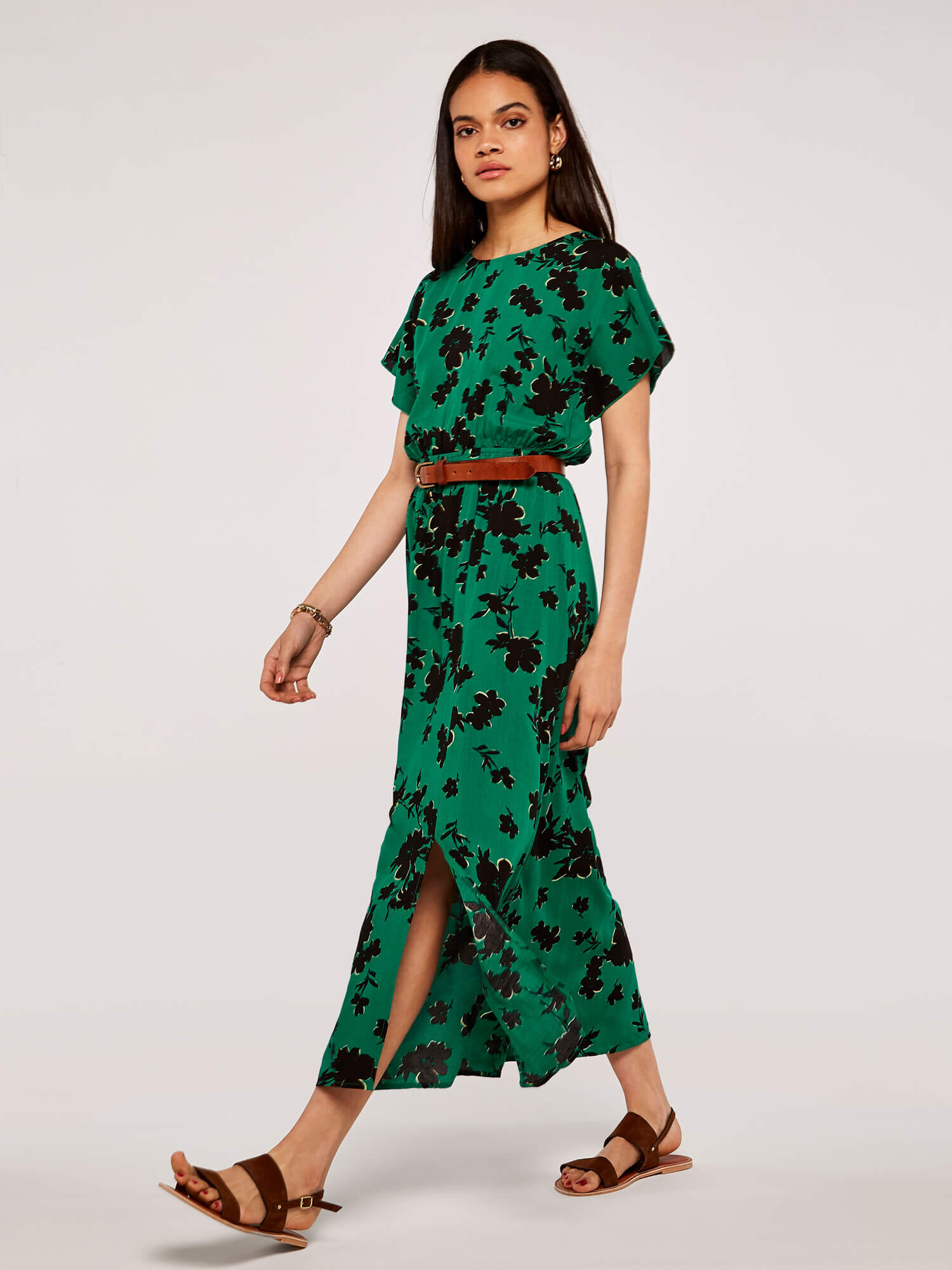 Floral Leaf Smock Dress | Apricot UK