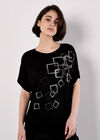 Scattered Squares Rhinestone T-Shirt, Black, large