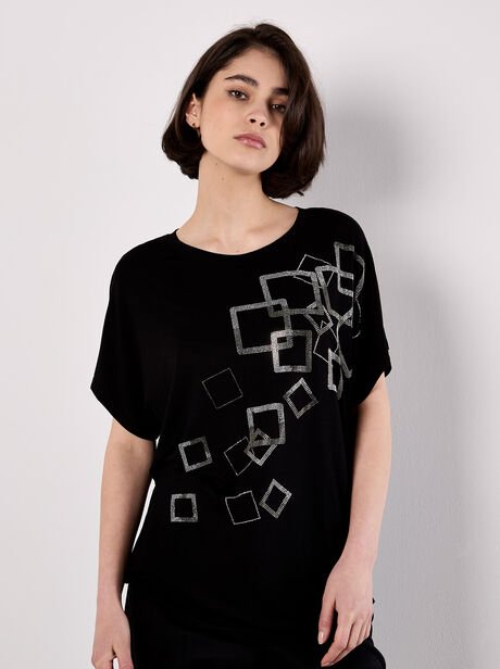 Scattered Squares Rhinestone T-Shirt