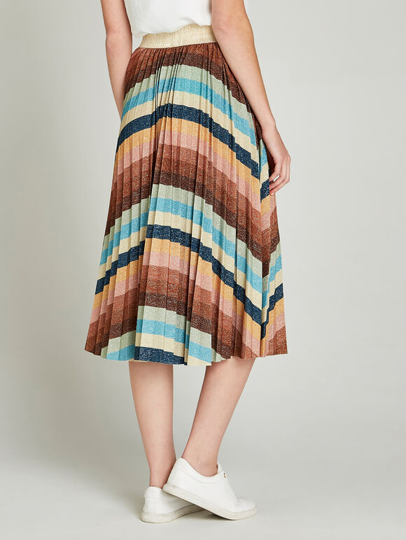 Orange Metallic Midi Skirt, Rust, large