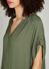Khaki V-Neck Oversized Dress, Khaki, large