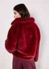 Faux Fur Short Coat, Burgundy, large