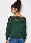 Lace Neck And Sleeve Jumper, Green, large