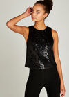 Sequin Crop Top, Black, large