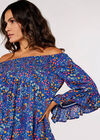 Ditsy Spray Bardot Top, Blue, large