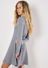 Waffle Knit Swing Mini Dress, Grey, large