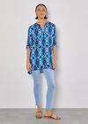 Tie Dye Swirl Tunic Top, Blue, large