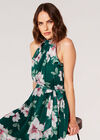 Painterly Floral Shimmer Midi Dress, Green, large