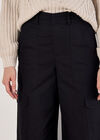 Wide Leg Cotton Cargo Trousers, Black, large