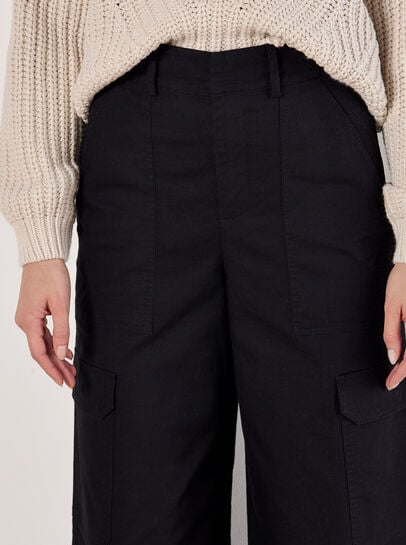 Wide Leg Cotton Cargo Trousers