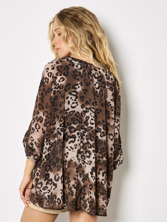 Leopard Kaftan Top, Stone, large