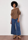 Cable Stripe Batwing Jumper, Brown, large
