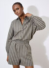Striped Linen Shirt, Khaki, large