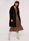 Aviator Soft Trim Suedette Coat, Black, large
