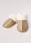 Furry Slip On Slipper, Stone, large