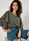 Layered Sleeve Top, Khaki, large