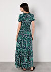 Scarf Print Smocked Maxi Dress, Navy, large
