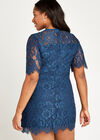 Lace Scallop Hem Dress+, Teal, large